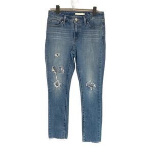 Levi's 711 Skinny Distressed Ripped Denim Jeans Women Sz 28